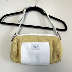 Ugg Australia Shearling Suede Shoulder Bag Yellow White Trim Y2K